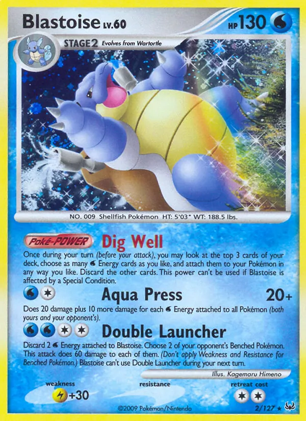 Carta Blastoise, número 2/127 da coleção Platinum