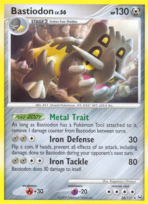 Carta Bastiodon, número 20/127 da coleção Platinum
