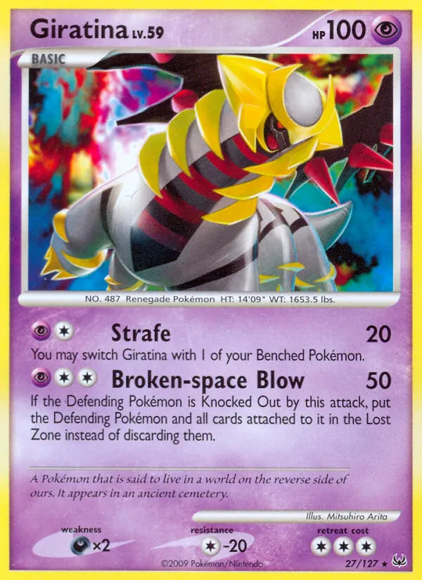 Carta Giratina, número 27/127 da coleção Platinum