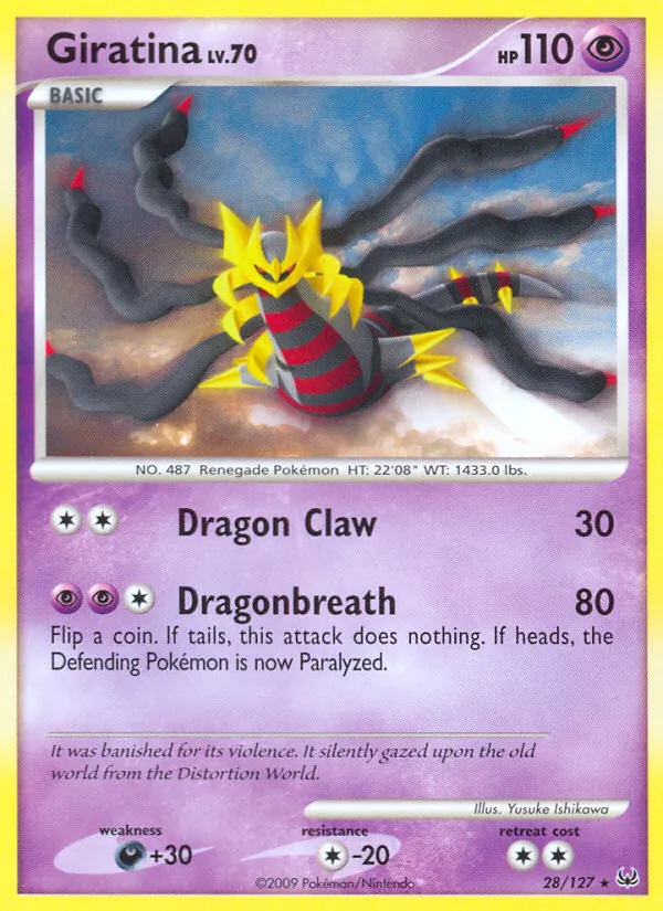 Carta Giratina, número 28/127 da coleção Platinum