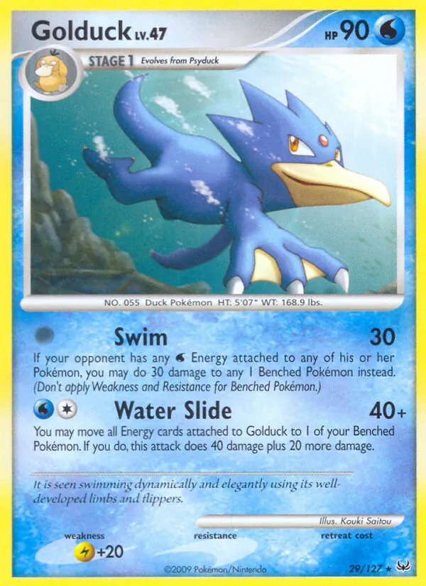 Carta Golduck, número 29/127 da coleção Platinum