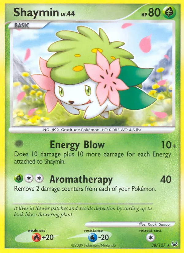 Carta Shaymin, número 38/127 da coleção Platinum