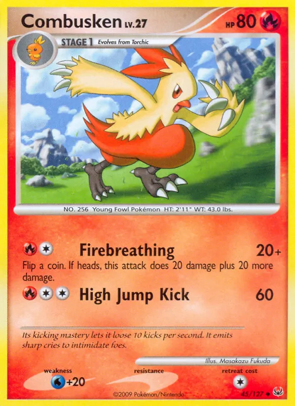 Carta Combusken, número 45/127 da coleção Platinum