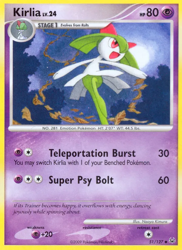 Carta Kirlia, número 51/127 da coleção Platinum