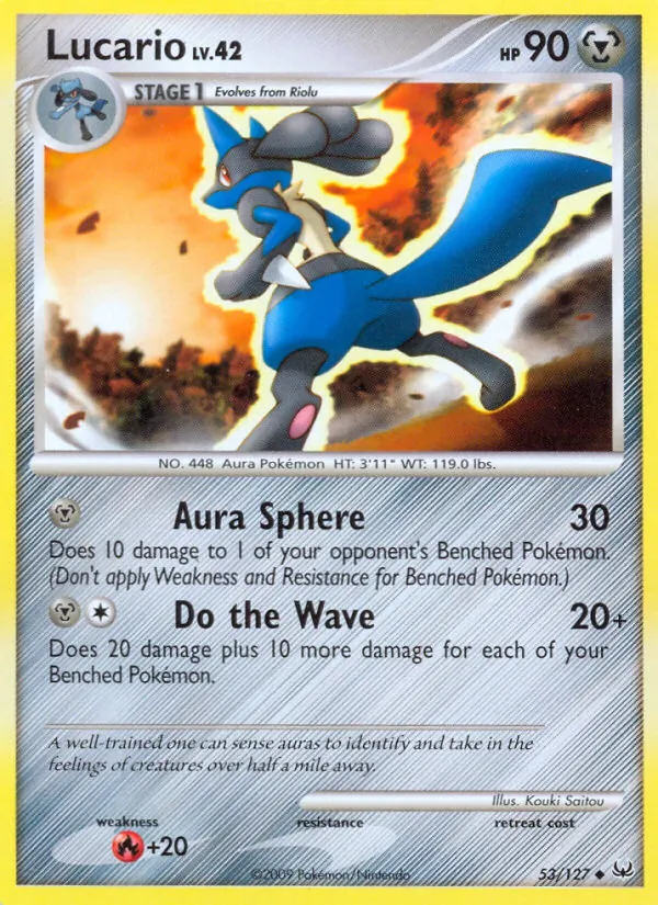 Carta Lucario, número 53/127 da coleção Platinum