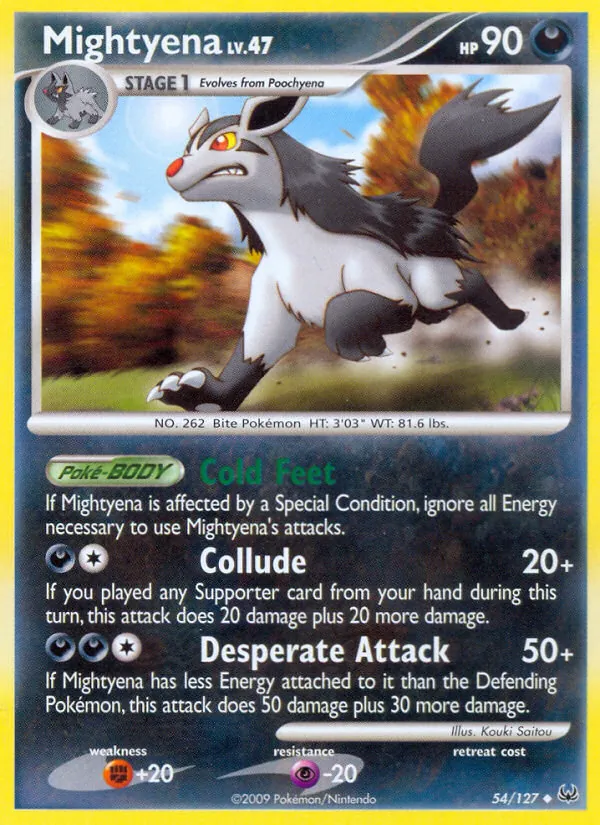 Carta Mightyena, número 54/127 da coleção Platinum