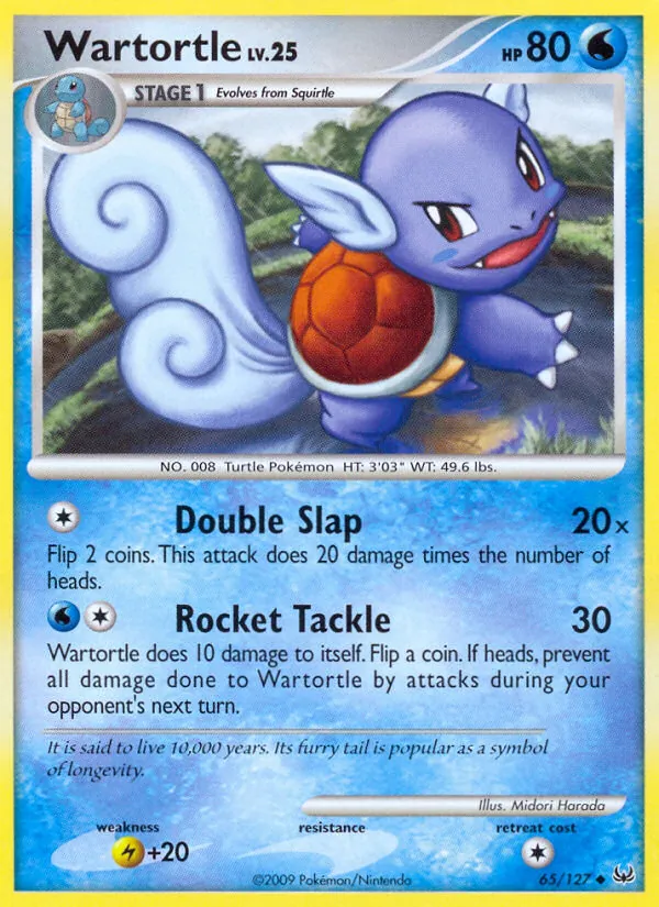 Carta Wartortle, número 65/127 da coleção Platinum