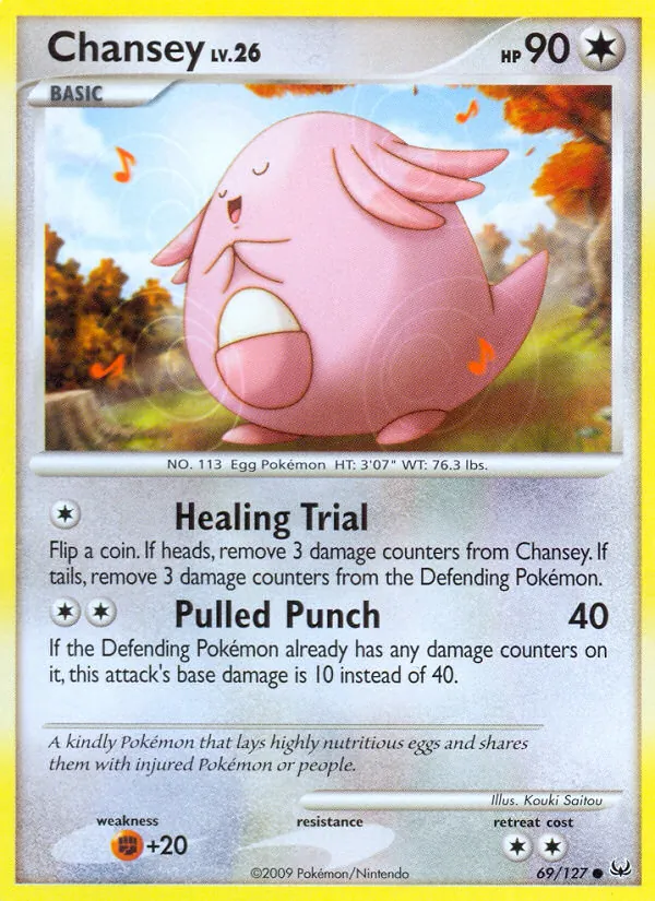 Carta Chansey, número 69/127 da coleção Platinum
