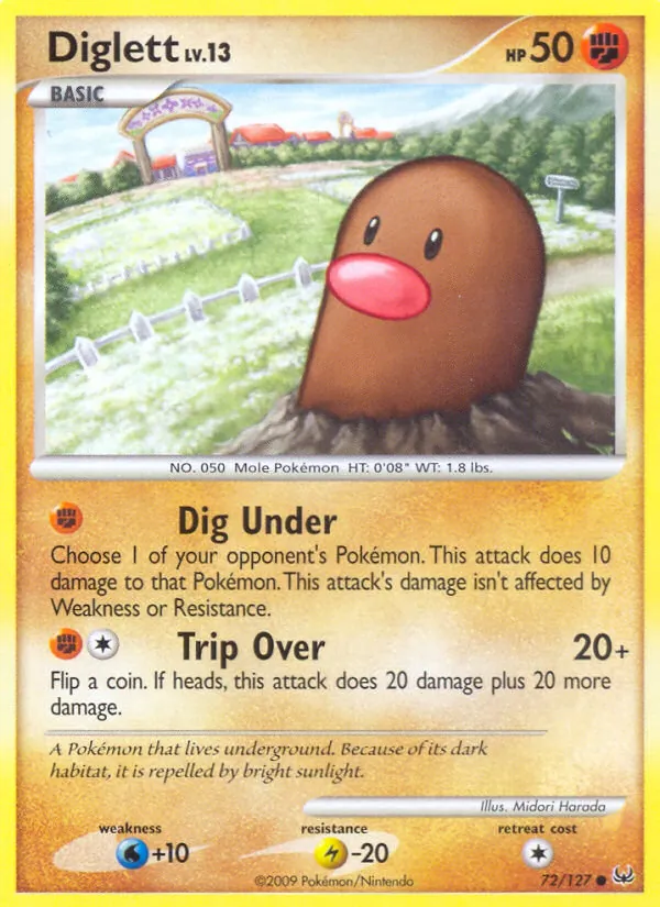 Carta Diglett, número 72/127 da coleção Platinum