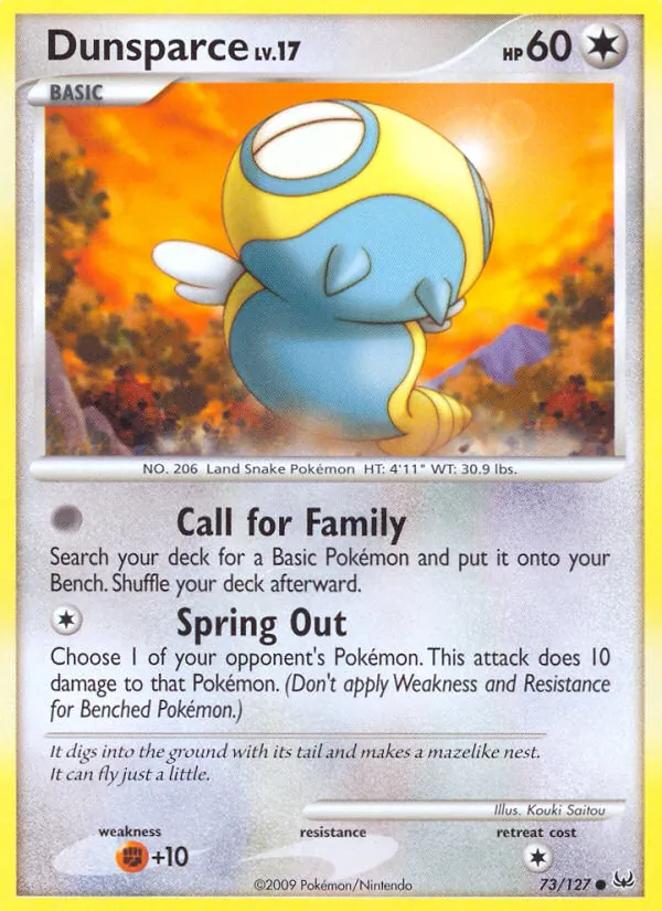 Carta Dunsparce, número 73/127 da coleção Platinum