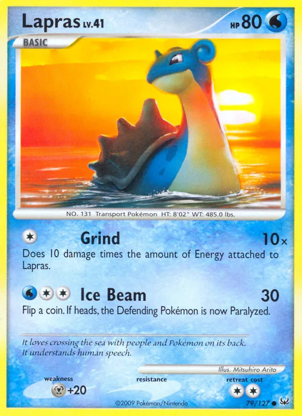 Carta Lapras, número 79/127 da coleção Platinum