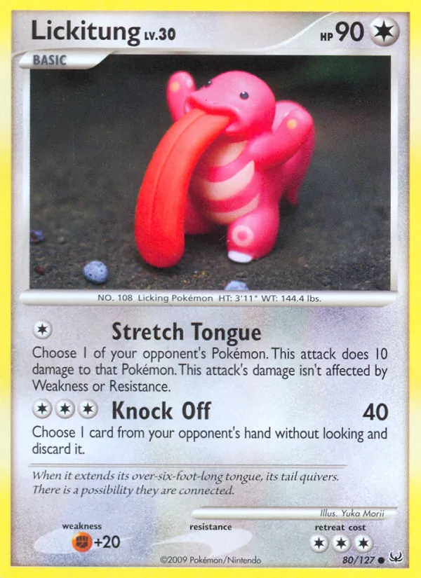 Carta Lickitung, número 80/127 da coleção Platinum