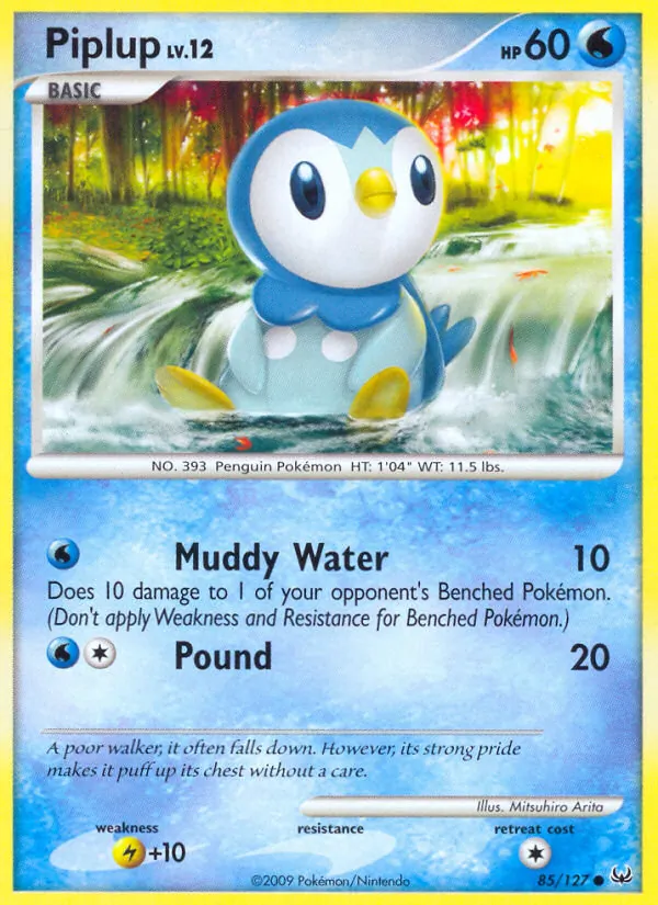 Carta Piplup, número 85/127 da coleção Platinum