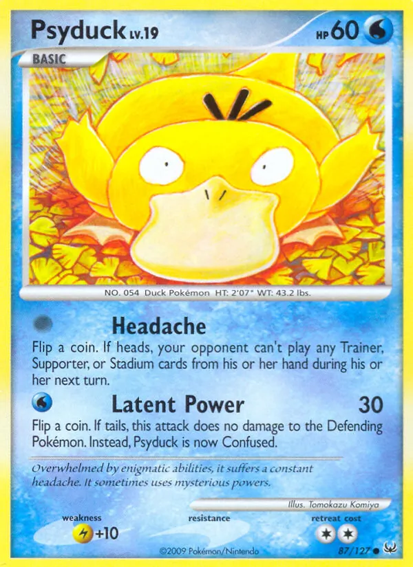 Carta Psyduck, número 87/127 da coleção Platinum