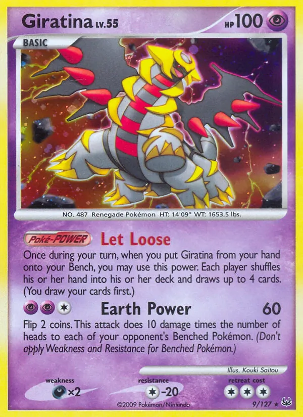 Carta Giratina, número 9/127 da coleção Platinum