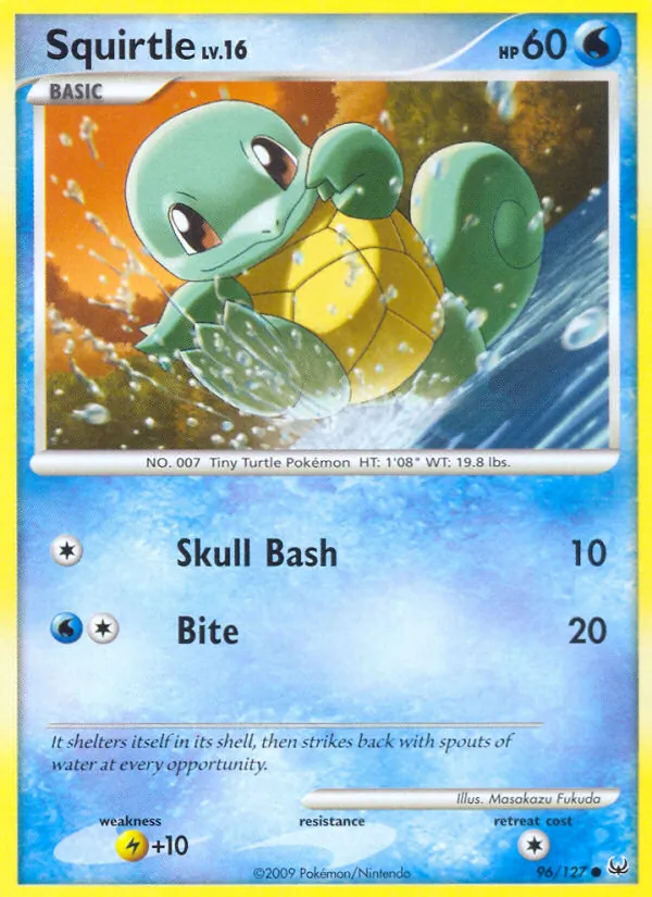 Carta Squirtle, número 96/127 da coleção Platinum