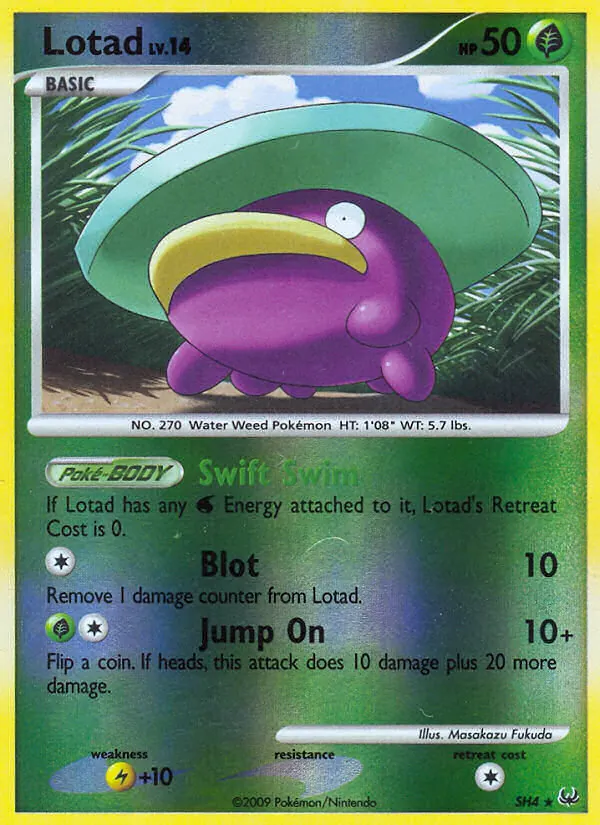 Carta Lotad, número SH4/127 da coleção Platinum