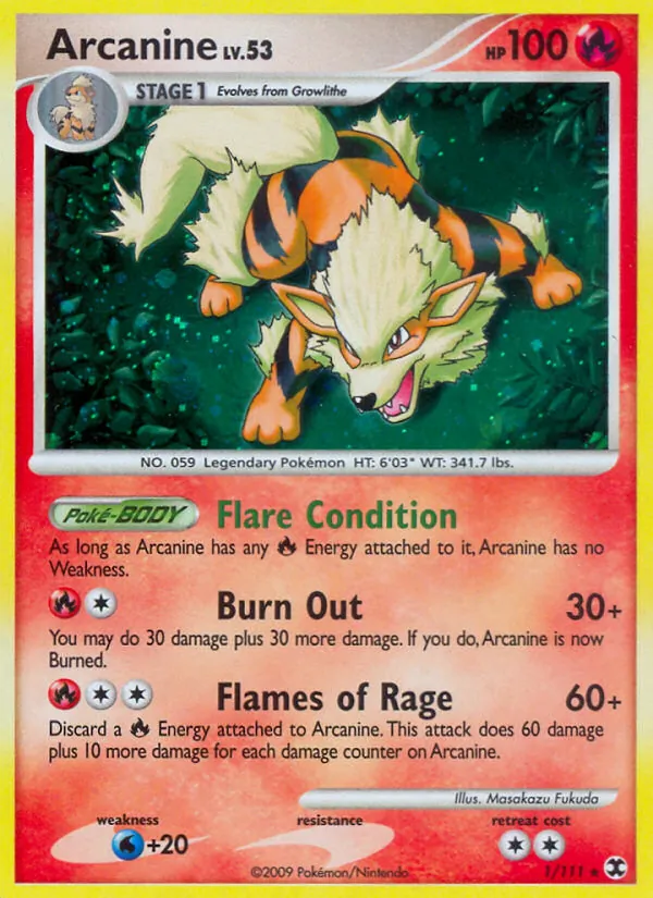 Carta Arcanine, número 1/111 da coleção Rising Rivals