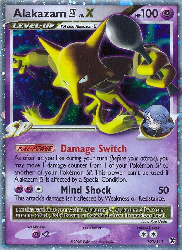 Carta Alakazam E4 LV.X, número 103/111 da coleção Rising Rivals