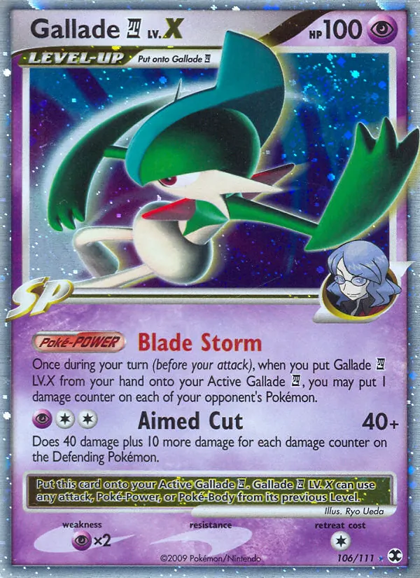 Carta Gallade E4 LV.X, número 106/111 da coleção Rising Rivals