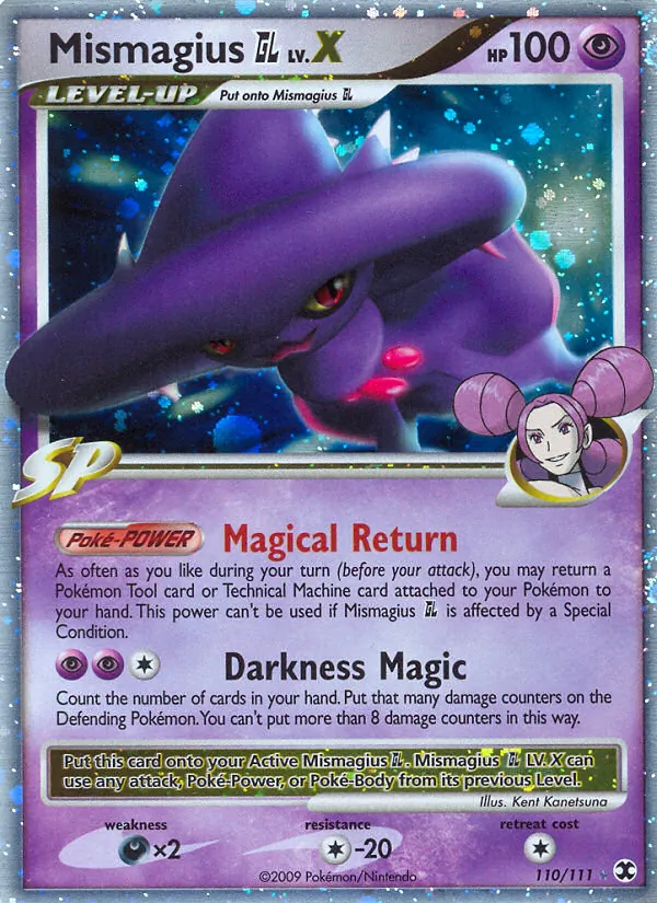 Carta Mismagius GL LV.X, número 110/111 da coleção Rising Rivals