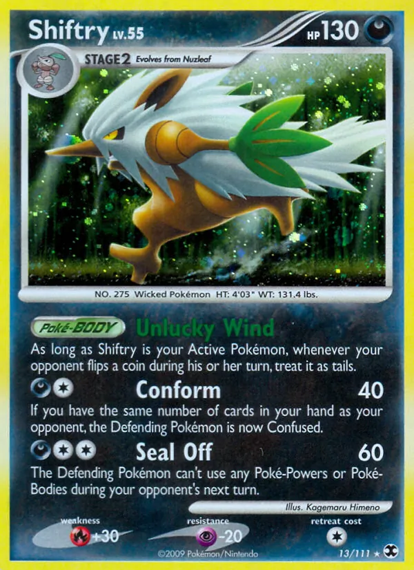 Carta Shiftry, número 13/111 da coleção Rising Rivals
