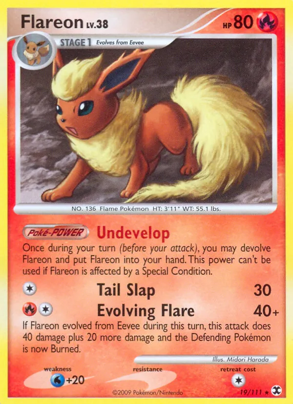 Carta Flareon, número 19/111 da coleção Rising Rivals