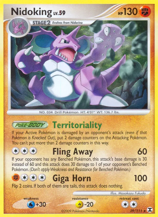 Carta Nidoking, número 29/111 da coleção Rising Rivals