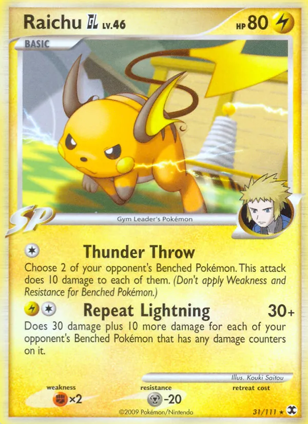 Carta Raichu GL, número 31/111 da coleção Rising Rivals