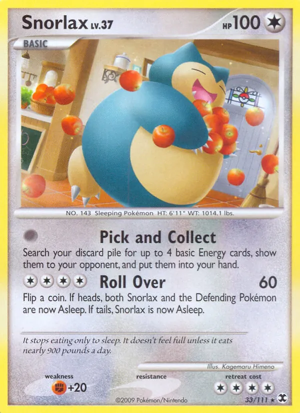 Carta Snorlax, número 33/111 da coleção Rising Rivals