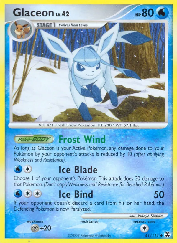 Carta Glaceon, número 41/111 da coleção Rising Rivals