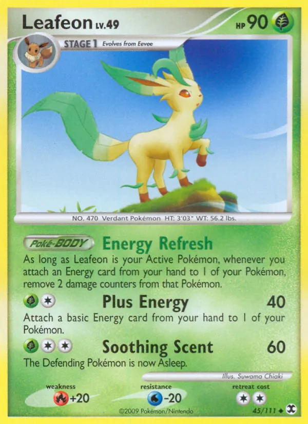 Carta Leafeon, número 45/111 da coleção Rising Rivals