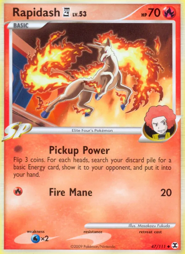 Carta Rapidash E4, número 47/111 da coleção Rising Rivals