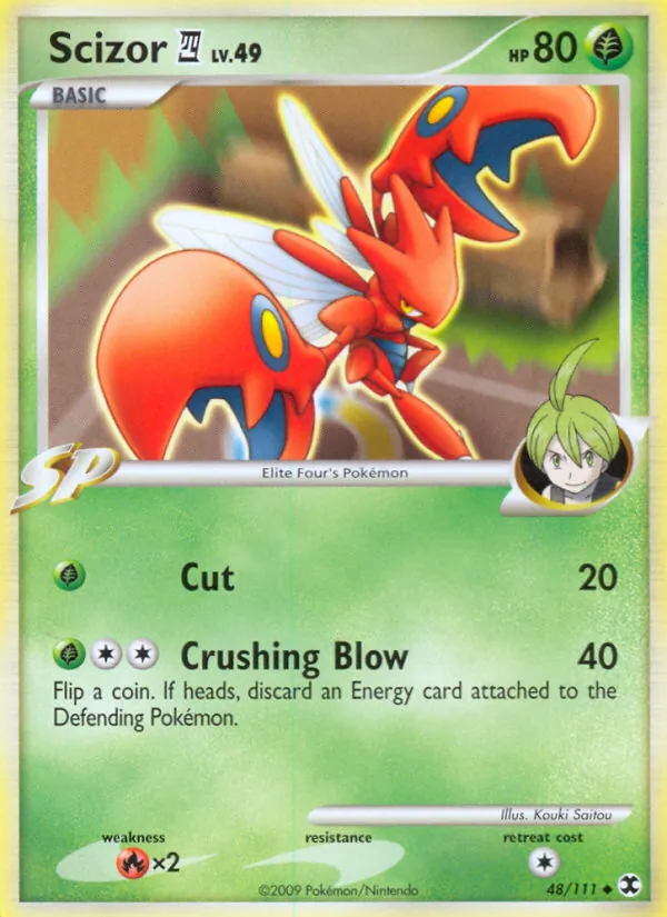 Carta Scizor E4, número 48/111 da coleção Rising Rivals
