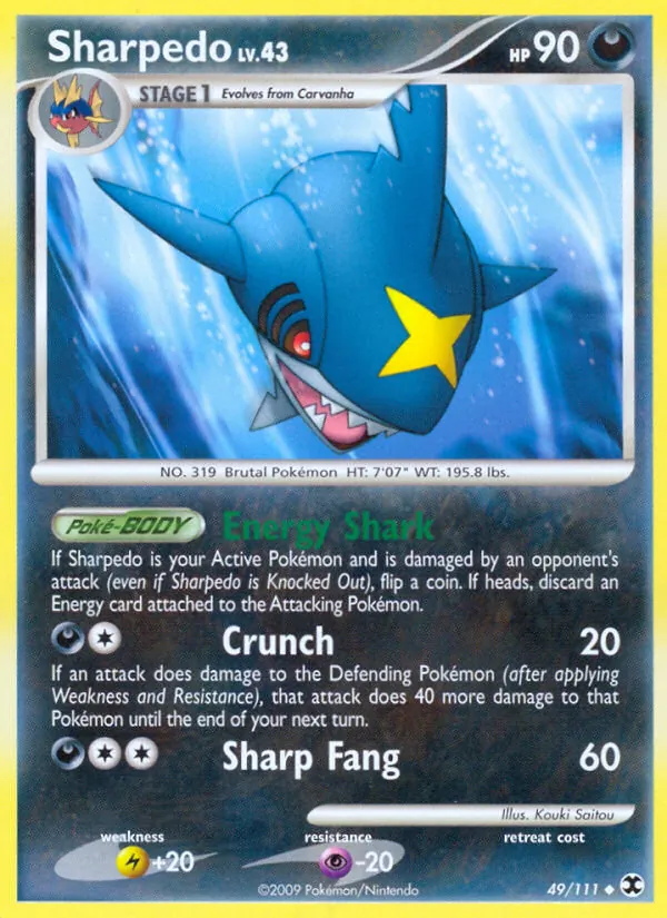 Carta Sharpedo, número 49/111 da coleção Rising Rivals
