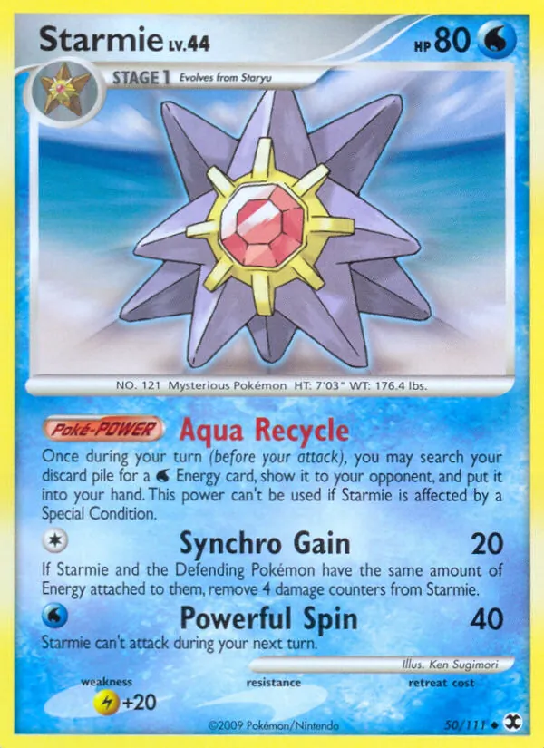 Carta Starmie, número 50/111 da coleção Rising Rivals