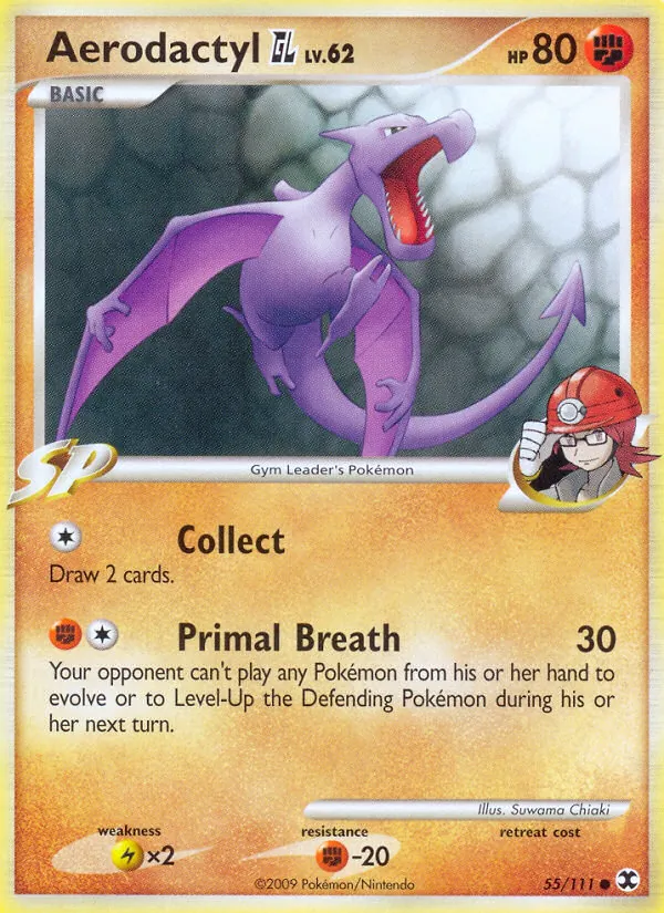 Carta Aerodactyl GL, número 55/111 da coleção Rising Rivals