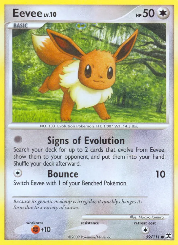 Carta Eevee, número 59/111 da coleção Rising Rivals