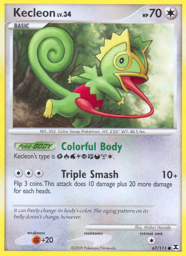 Carta Kecleon, número 67/111 da coleção Rising Rivals