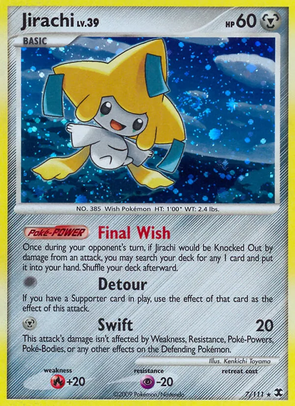 Carta Jirachi, número 7/111 da coleção Rising Rivals