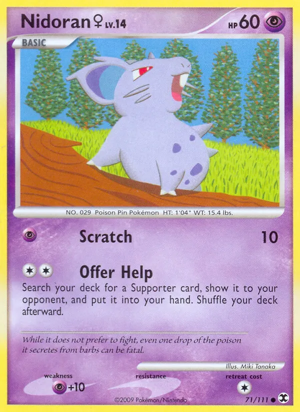 Carta Nidoran ♀, número 71/111 da coleção Rising Rivals