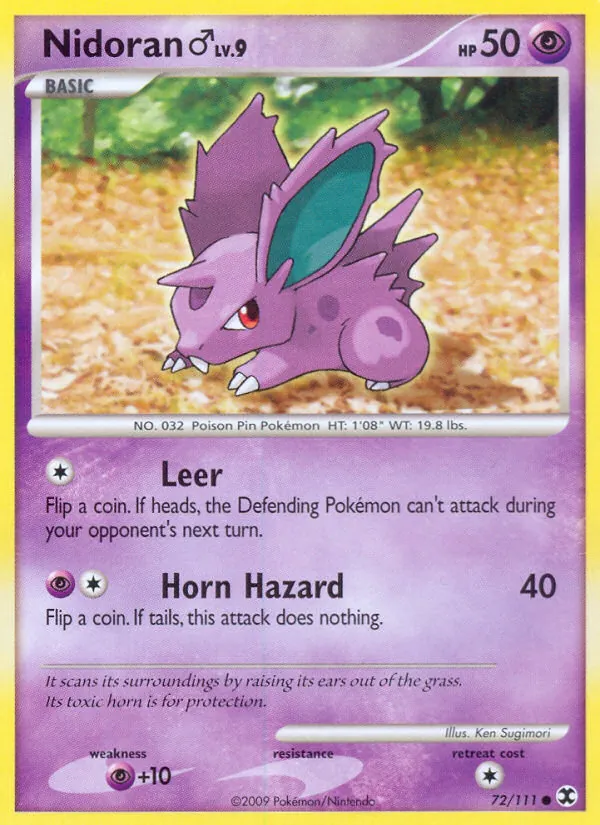 Carta Nidoran ♂, número 72/111 da coleção Rising Rivals