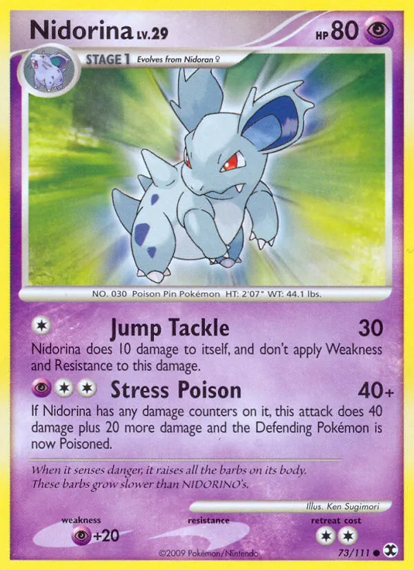 Carta Nidorina, número 73/111 da coleção Rising Rivals