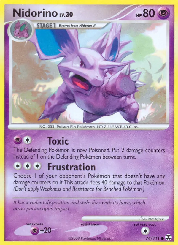 Carta Nidorino, número 74/111 da coleção Rising Rivals