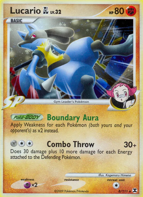 Carta Lucario GL, número 8/111 da coleção Rising Rivals