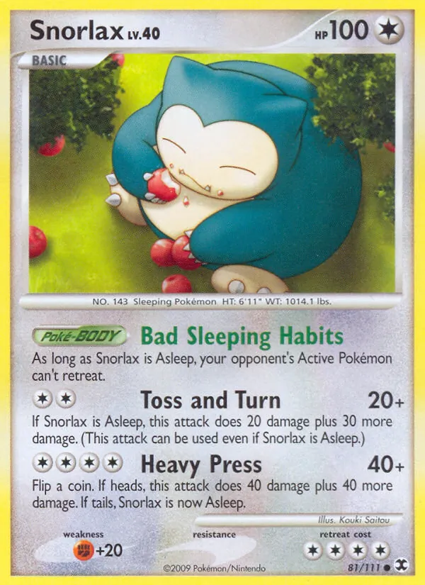 Carta Snorlax, número 81/111 da coleção Rising Rivals