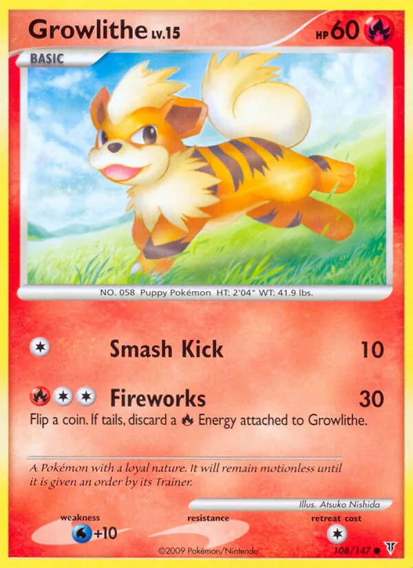 Carta Growlithe, número 108/147 da coleção Supreme Victors
