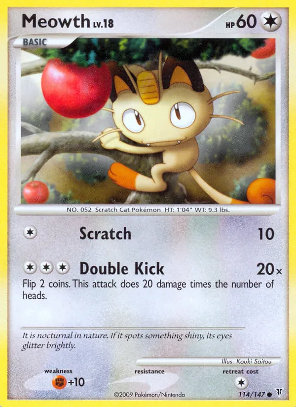 Carta Meowth, número 114/147 da coleção Supreme Victors