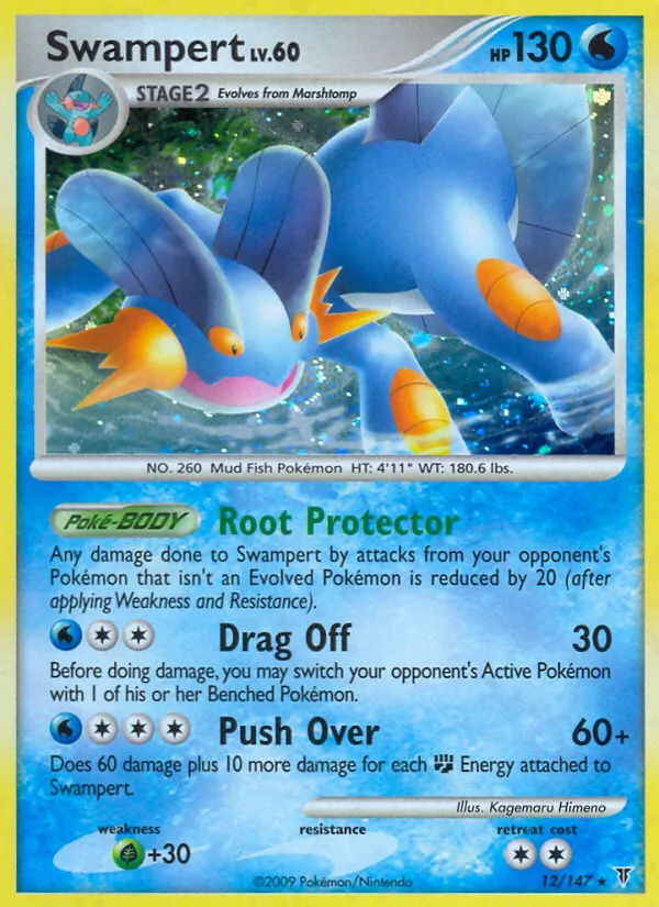 Carta Swampert, número 12/147 da coleção Supreme Victors