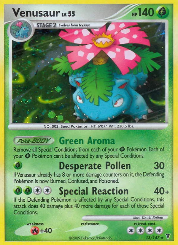 Carta Venusaur, número 13/147 da coleção Supreme Victors